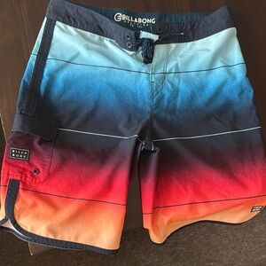 Billabong Men's Gradient Swim Shorts - Blue and Red
